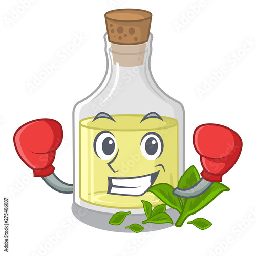 Boxing peppermint oil isolated in the cartoon