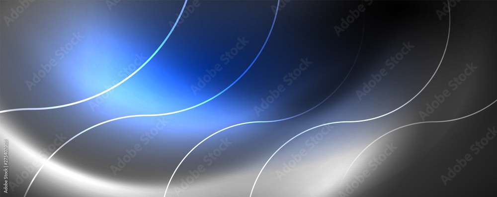 Shiny neon lights, dark abstract background with blurred magic neon light curved lines Shiny neon lights, dark abstract background with blurred magic neon light curved lines