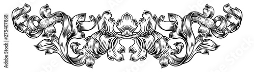 A floral filigree pattern scroll laurel leaf baroque vintage style design motif