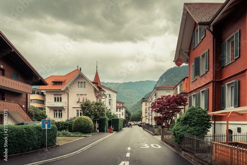 Cityscape Old Town of Interlaken, Switzerland, Traditional Architecture Housing and Historical of Swiss, Travel Destination and Vacation © Maha Heang 245789