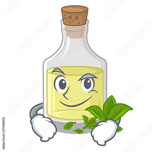 Smirking peppermint oil in the cartoon shape