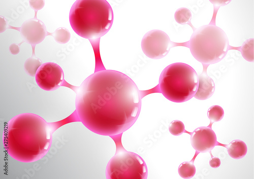Chemical vector nanotechnology background with 3d macro molecules. Vector illustration for scientific, chemical, physical, educational and other projects.