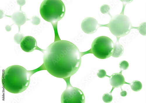 Chemical vector nanotechnology background with 3d macro molecules. Vector illustration for scientific, chemical, physical, educational and other projects.
