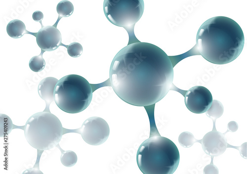 Chemical vector nanotechnology background with 3d macro molecules. Vector illustration for scientific, chemical, physical, educational and other projects.