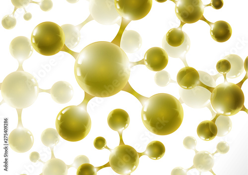 Chemical vector nanotechnology background with 3d macro molecules. Vector illustration for scientific, chemical, physical, educational and other projects.