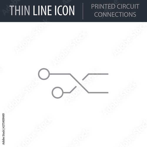 Symbol of Printed Circuit Connections. Thin line Icon of Infographics. Stroke Pictogram Graphic for Web Design. Quality Outline Vector Symbol Concept. Premium Mono Linear Beautiful Plain Laconic