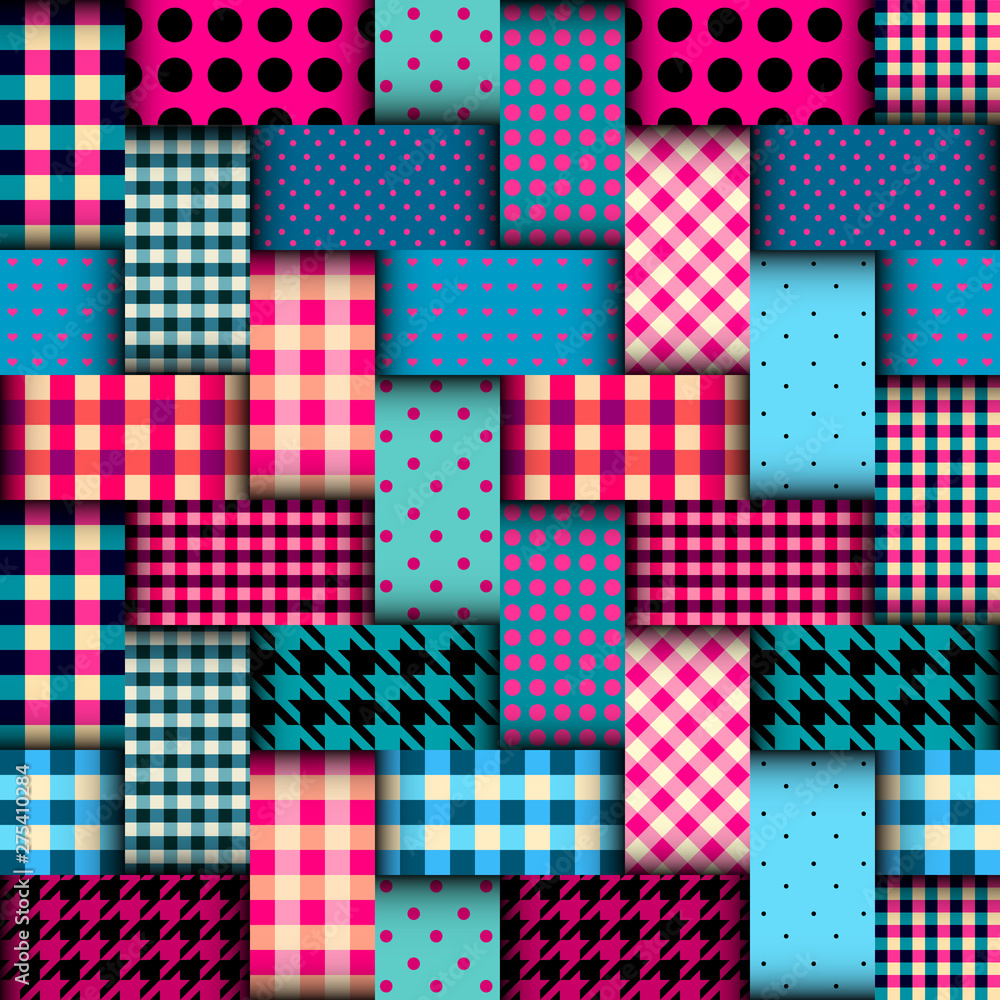 Seamless vector image. Patchwork plaid pattern. Imitatin of interweaving ribbons. Seamless vector image. Patchwork plaid pattern. Imitatin of interweaving ribbons.