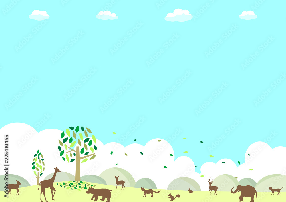 動物 シルエット 樹木風景 動物 シルエット 樹木風景