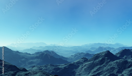 Fototapeta Naklejka Na Ścianę i Meble -  3d generated fantasy landscape of lonely desert mountains