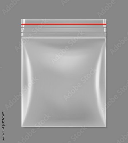 Zipper locking bag mockup. Vector illustration. Ready for your design. EPS10.	