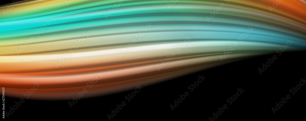 Abstract wave lines fluid rainbow style color stripes on black background. Artistic illustration for presentation, app wallpaper, banner or poster Abstract wave lines fluid rainbow style color stripes on black background. Artistic illustration for presentation, app wallpaper, banner or poster