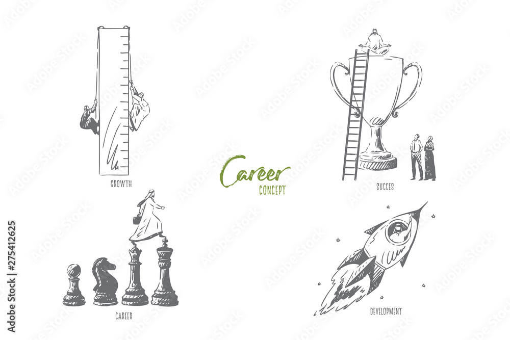 Career, growth, success, development concept sketch