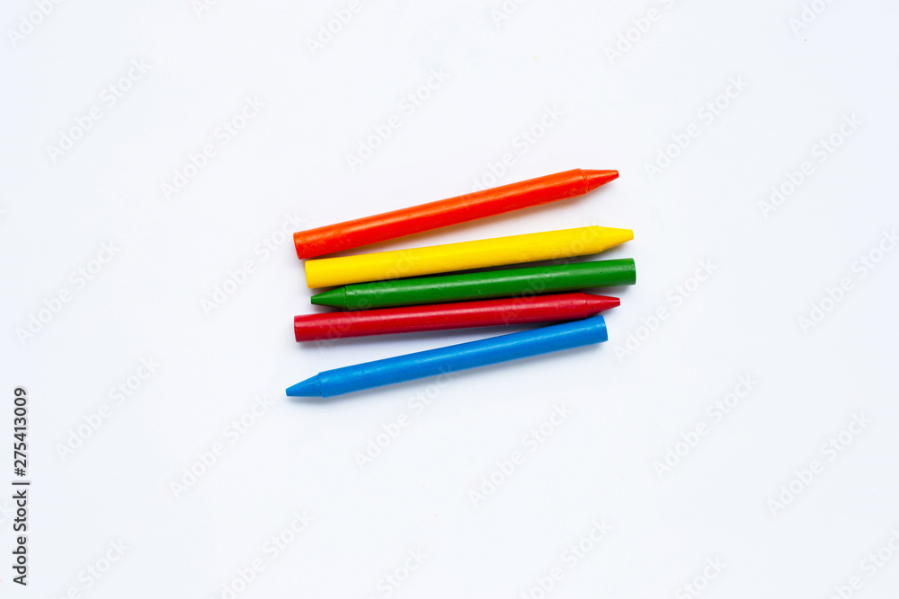 Colorful crayon on white Colorful crayon on white
