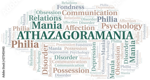 Athazagoramania word cloud. Type of mania, made with text only.