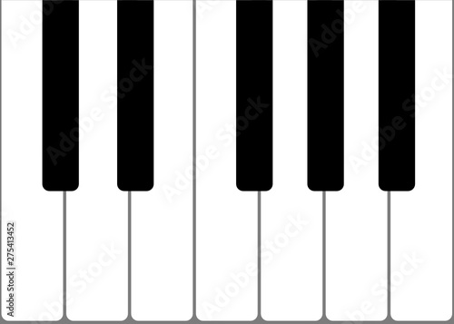 Vector realistic proportionate illustration of one octave (12 notes, twelve tones) piano keyboard. Editable vector eps file for music school related projects, usable as a pattern