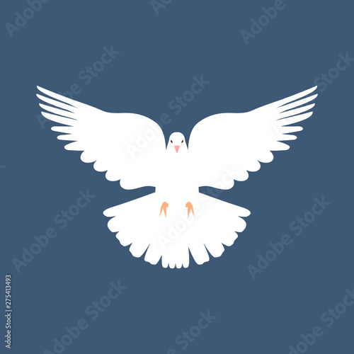 High quality vector illustration of the christian dove flying - purity of the faith representation. Isolated bird animal vector illustration
