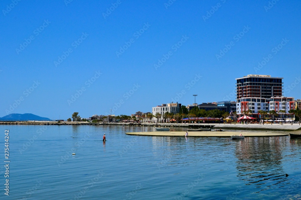 Adriatic sea coast in the city of Vlore / Vlora. Albania coastline