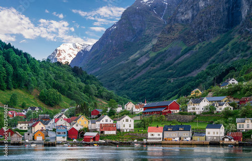 Undredal, small beautiful village at Aurland fjord, Norway.