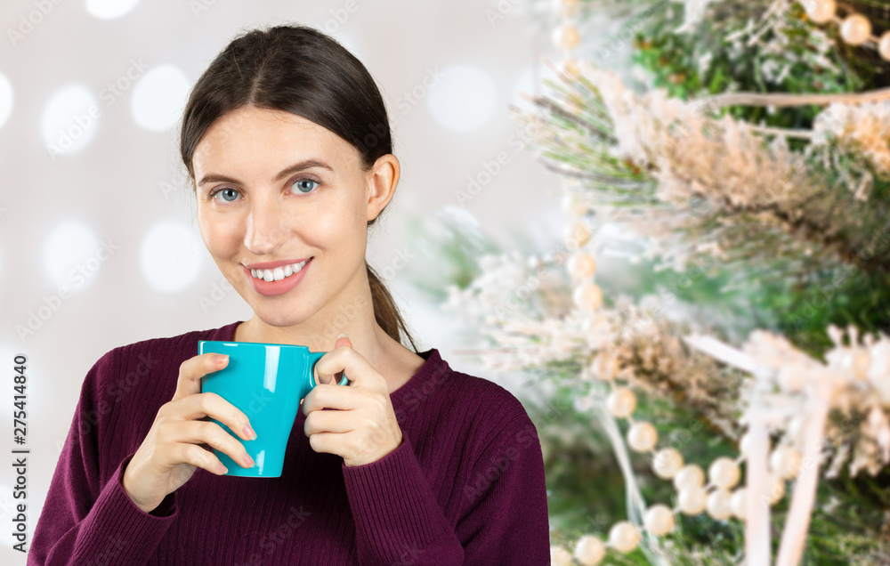 Young and beautiful woman portrait drinking coffee Young and beautiful woman portrait drinking coffee
