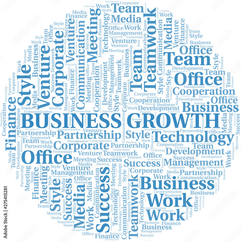 Fototapeta premium Business Growth word cloud. Collage made with text only.