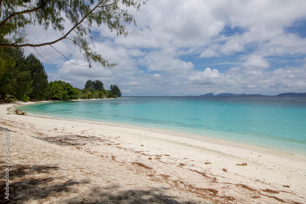 small bay and tropical beach in raja ampat archipelago