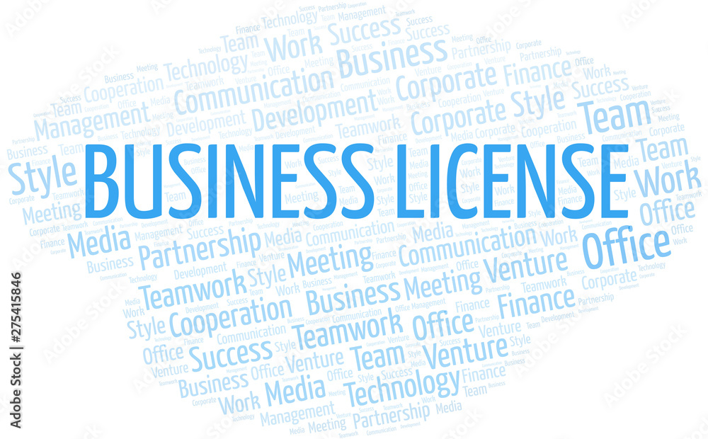 Business License word cloud. Collage made with text only. Business License word cloud. Collage made with text only.