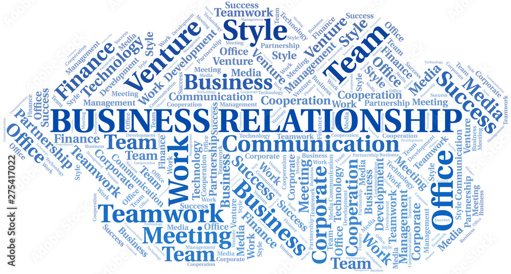 Obraz premium Business Relationship word cloud. Collage made with text only.