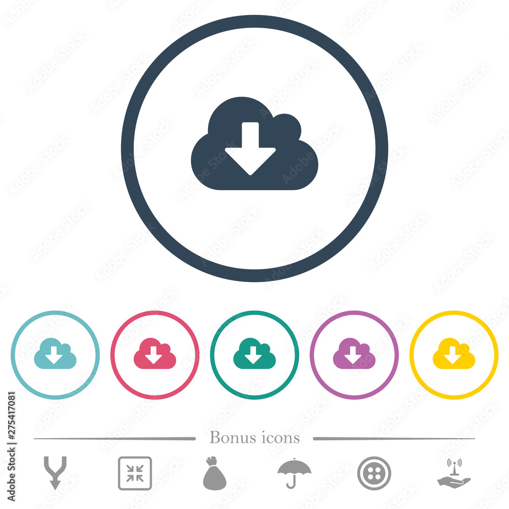 Cloud download flat color icons in round outlines Cloud download flat color icons in round outlines