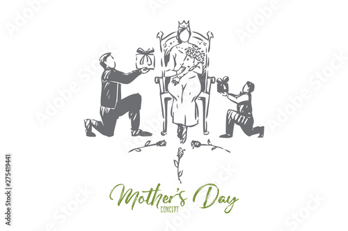Mother day concept sketch. Isolated vector illustration