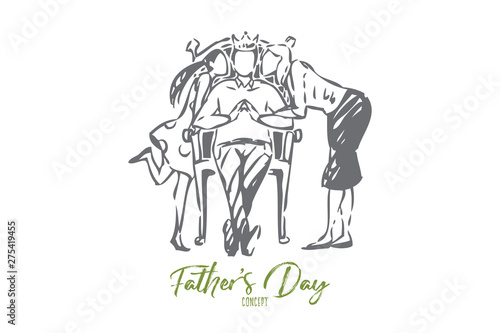 Father day concept sketch. Isolated vector illustration