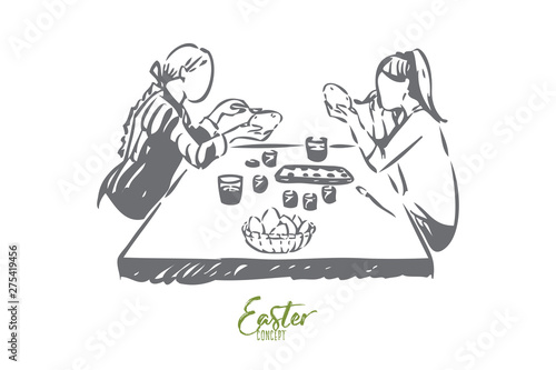 Easter concept sketch. Isolated vector illustration