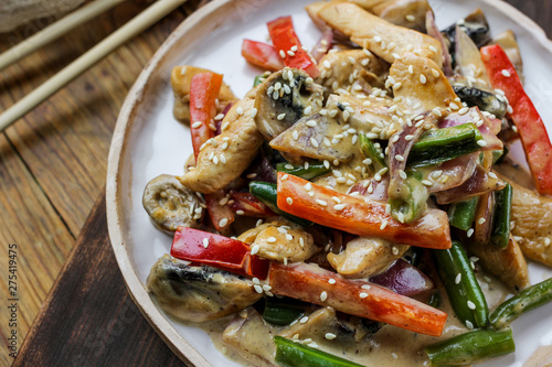 Canvas Print In a plate of fricassee with vegetables