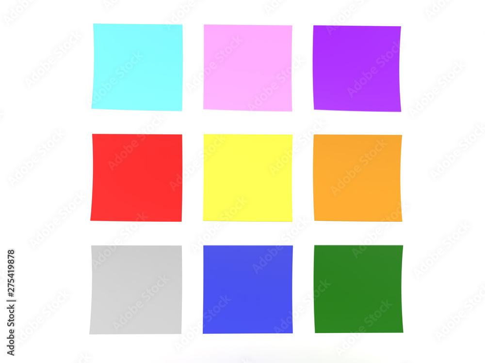 Fototapeta premium 3D Rendering sticky post it notes of various colors