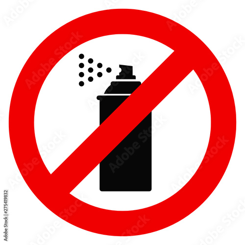 Vector illustration icon of spray can painting prohibition sign. no spray can allowed sign isolated on white background