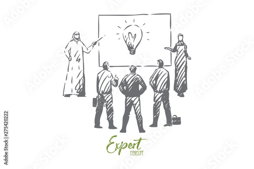 Expert concept sketch. Isolated vector illustration