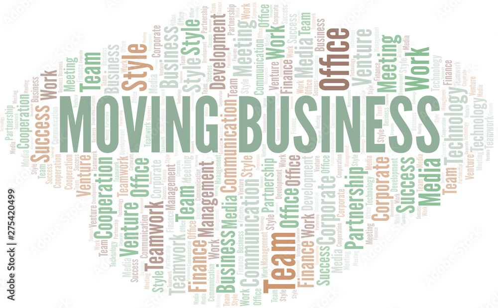 Obraz premium Moving Business word cloud. Collage made with text only.