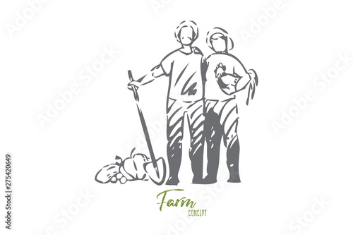 Farming concept sketch. Isolated vector illustration