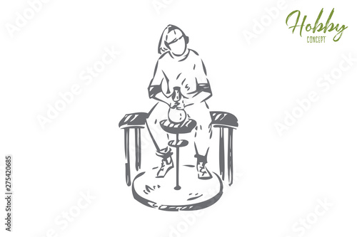 Ceramist hobby concept sketch. Isolated vector illustration