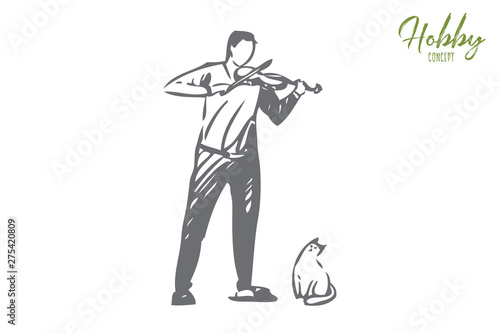 Violinist concept sketch. Isolated vector illustration