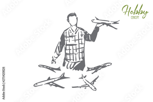 Collecting concept sketch. Isolated vector illustration