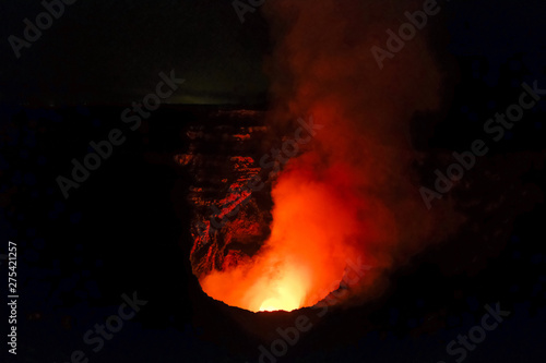 Nicaragua. Volcano Massaya. Active volcano with orange lava in the night.