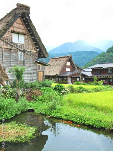 岐阜県、白川郷の風景、日本、世界遺産