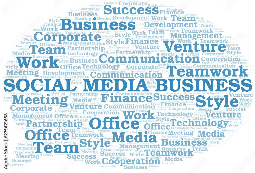 Social Media Business word cloud. Collage made with text only. Social Media Business word cloud. Collage made with text only.