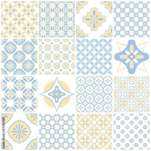 Traditional ornate portuguese tiles azulejos. Vintage pattern for textile design.