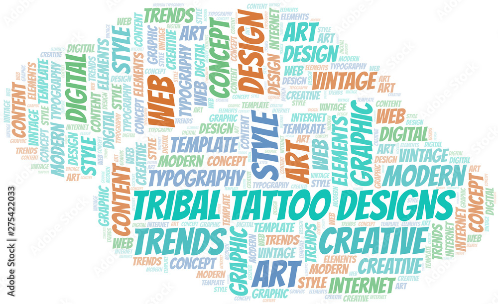 Tribal Tattoo Designs word cloud. Wordcloud made with text only.