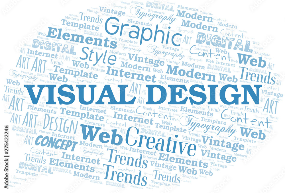 Visual Design word cloud. Wordcloud made with text only.