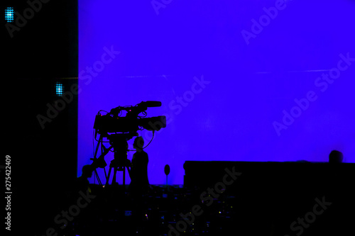 The silhouette camcorder (vdo camera) over blue screen