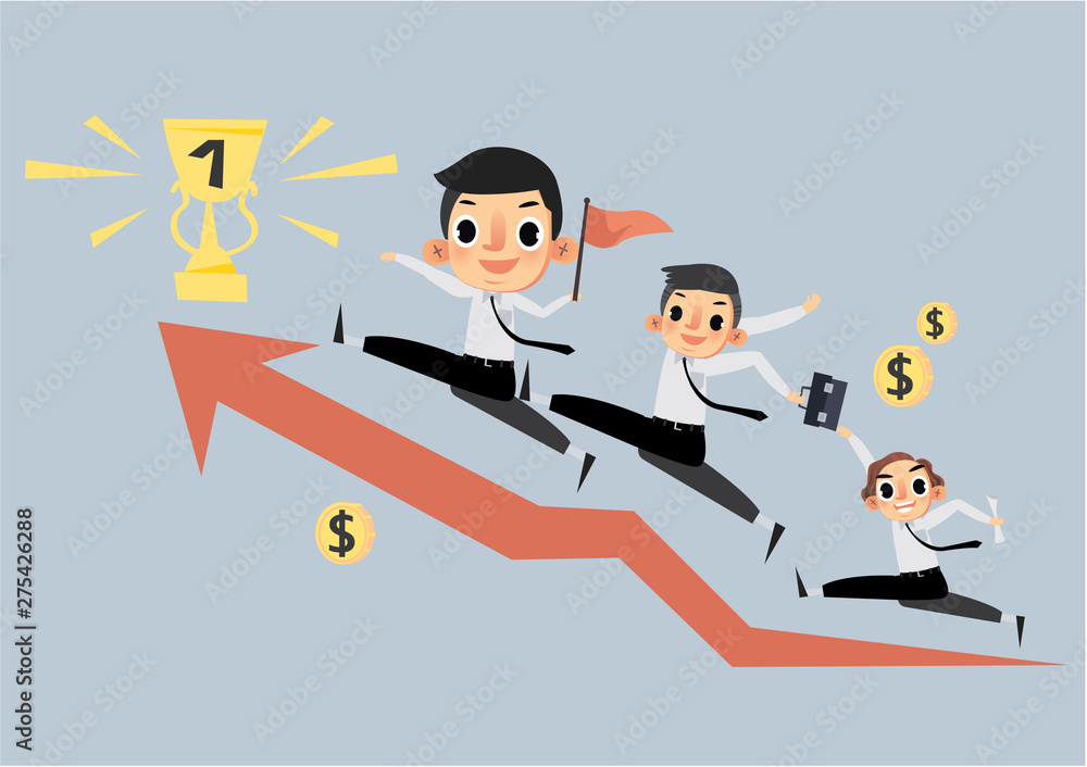 businessman running to success