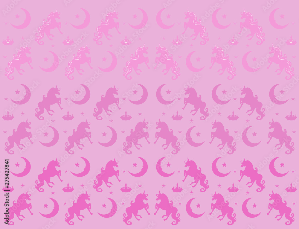 Seamless Pattern - unicorn, crown, stars and moon Seamless Pattern - unicorn, crown, stars and moon