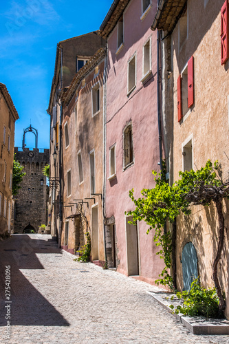 France, Drome, Regional park of Baronnies provencales, medieval perched village of Montbrun-les-Bains, alley (Plus Beau Village de France - Most Beautiful Village of France) photo